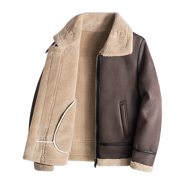 Fur leather jacket