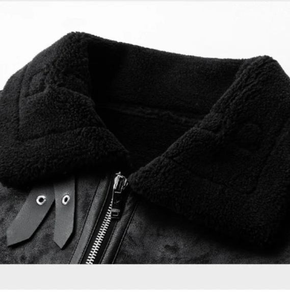 Fur leather jacket