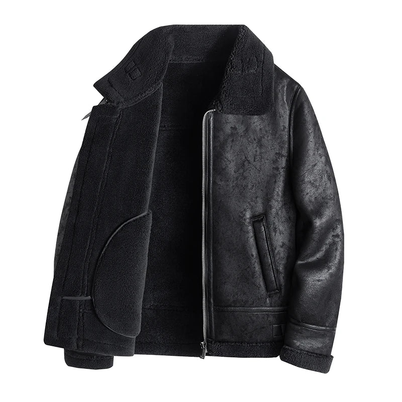 Fur leather jacket